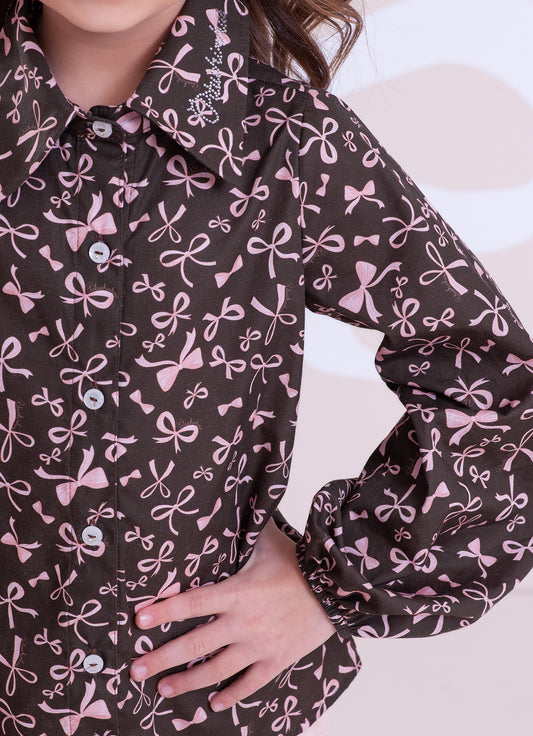 Camisa Algodão Estampa Lacinhos