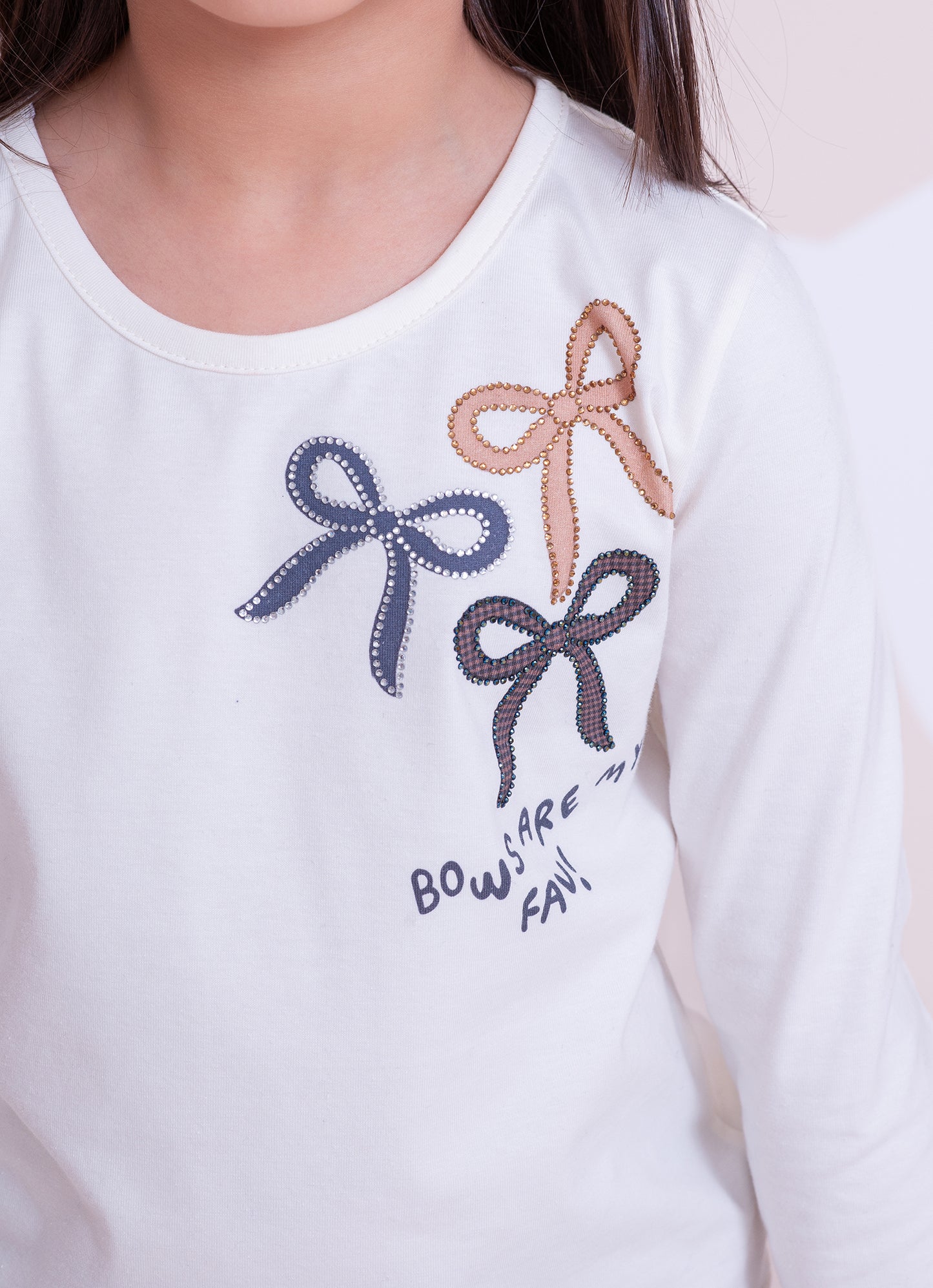 Blusa Cotton Laços Cristais