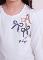 Blusa Cotton Laços Cristais