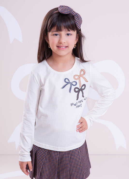 Blusa Cotton Laços Cristais