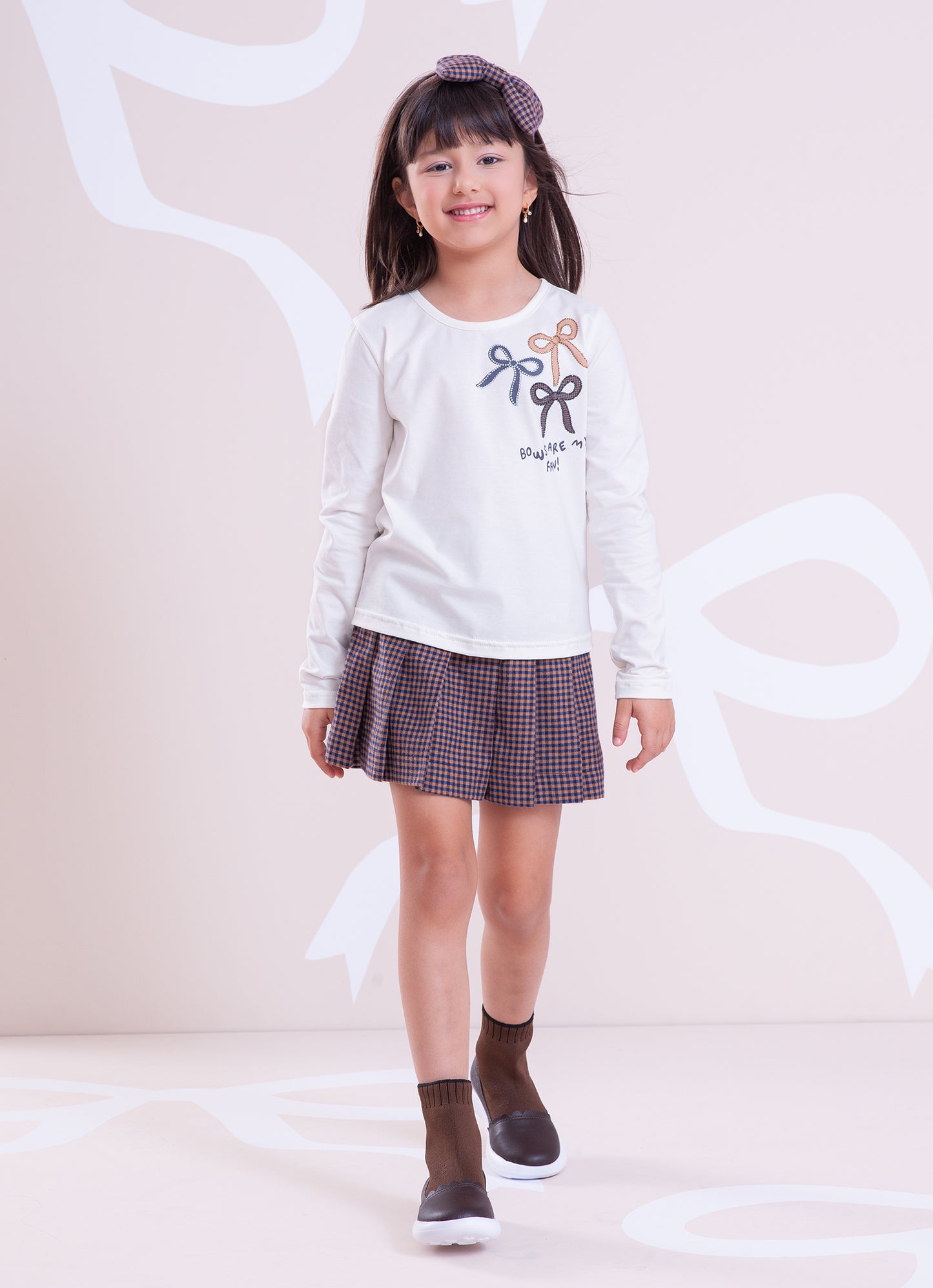 Saia Short Xadrez Pregas