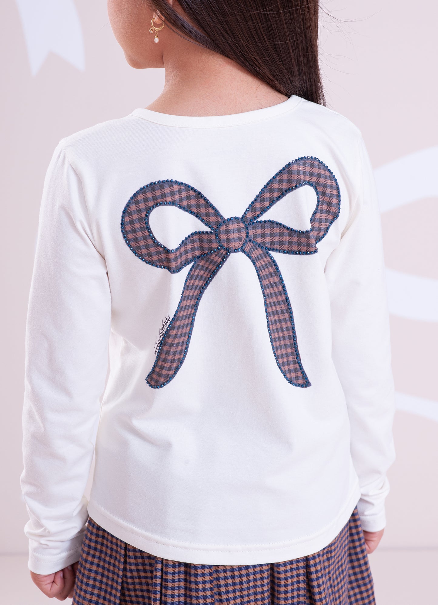 Blusa Cotton Laços Cristais