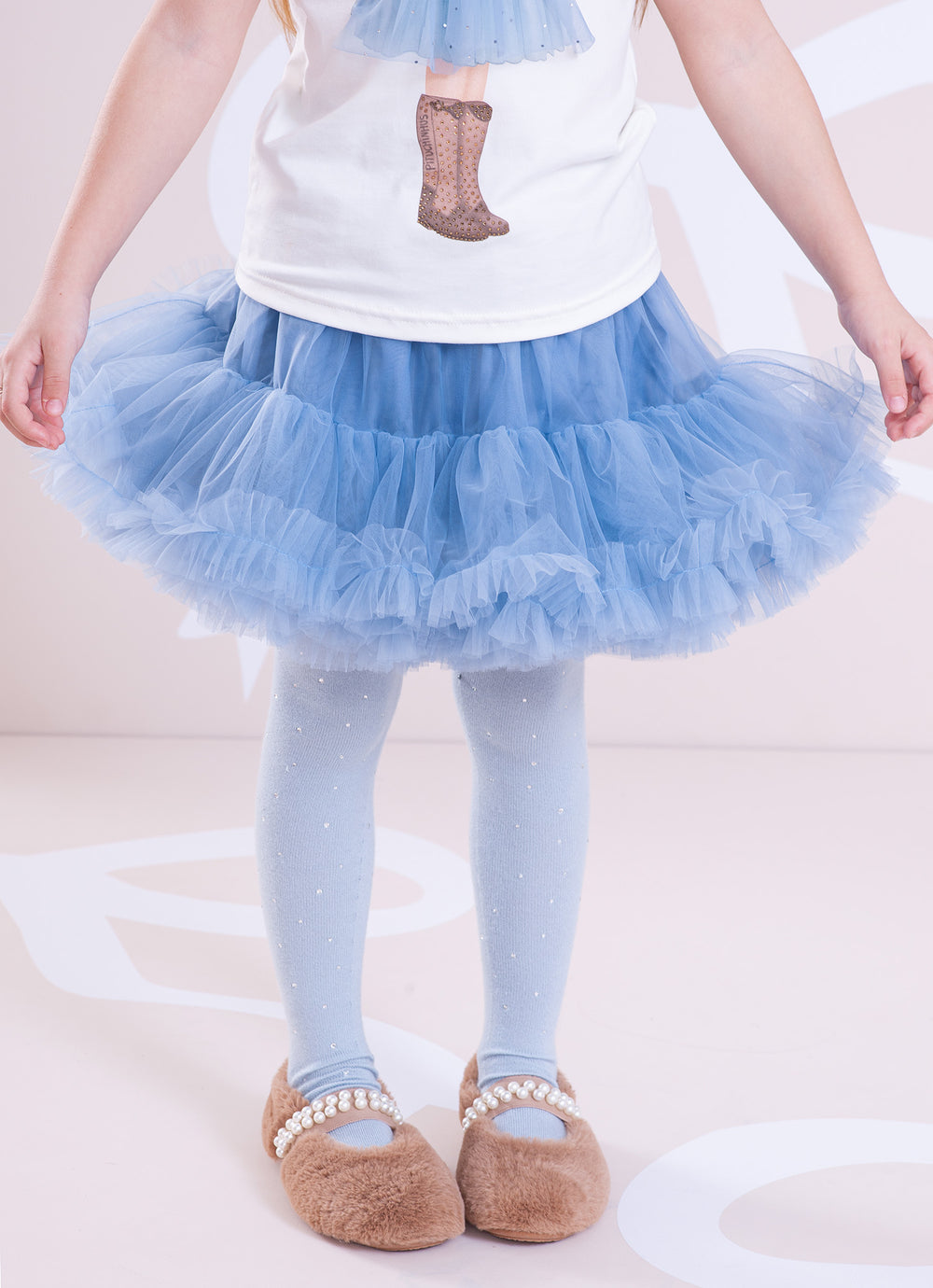 Saia Short Tule Babado Frufru