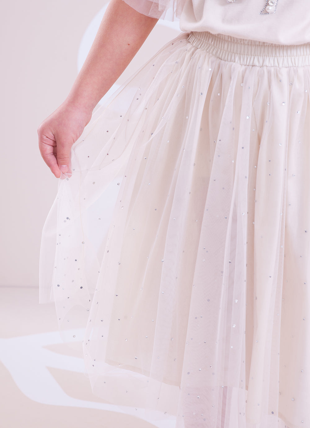 Saia Short Midi Tule Cristais