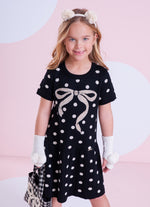 Vestido Tricot Poá Maxi Laço