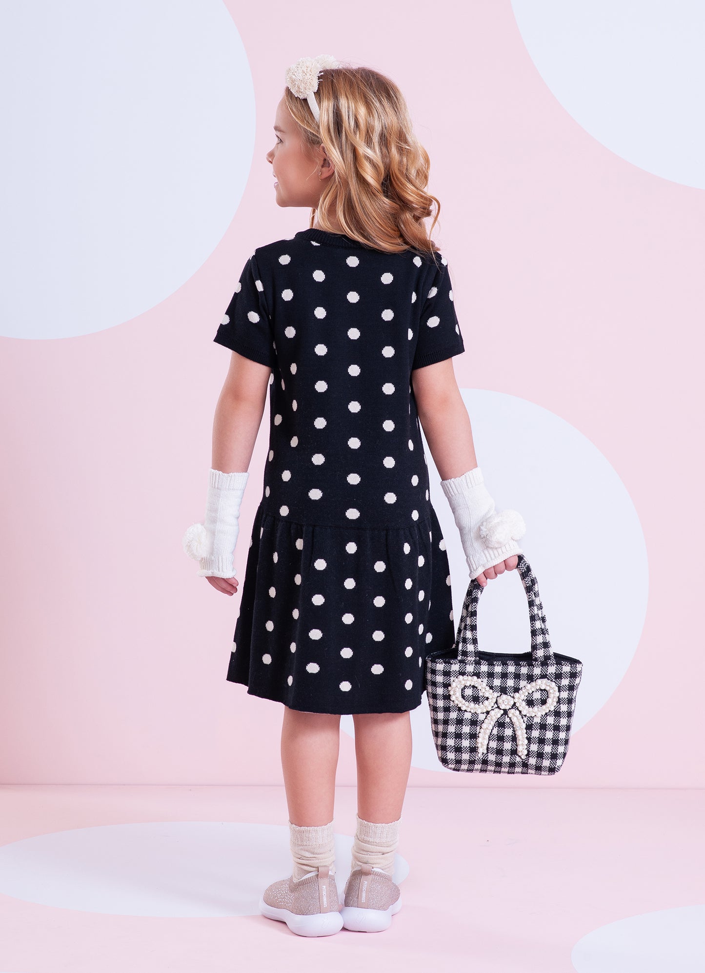 Vestido Tricot Poá Maxi Laço