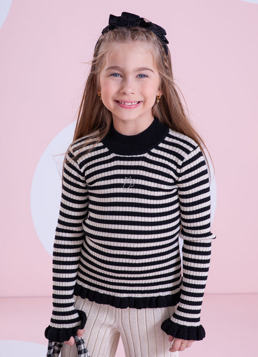 Blusa Tricot Canelada Listrada Cristal
