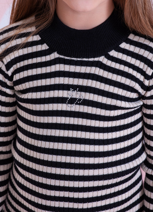 Blusa Tricot Canelada Listrada Cristal
