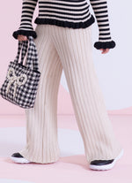 Calça Tricot Reta Maxi Canelado
