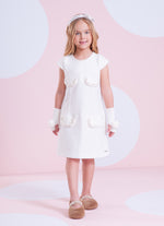Vestido Boucle Lapelas Bordadas Pérola e Cristal