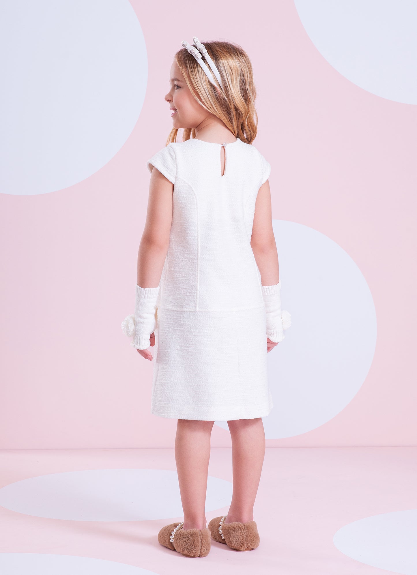 Vestido Boucle Lapelas Bordadas Pérola e Cristal