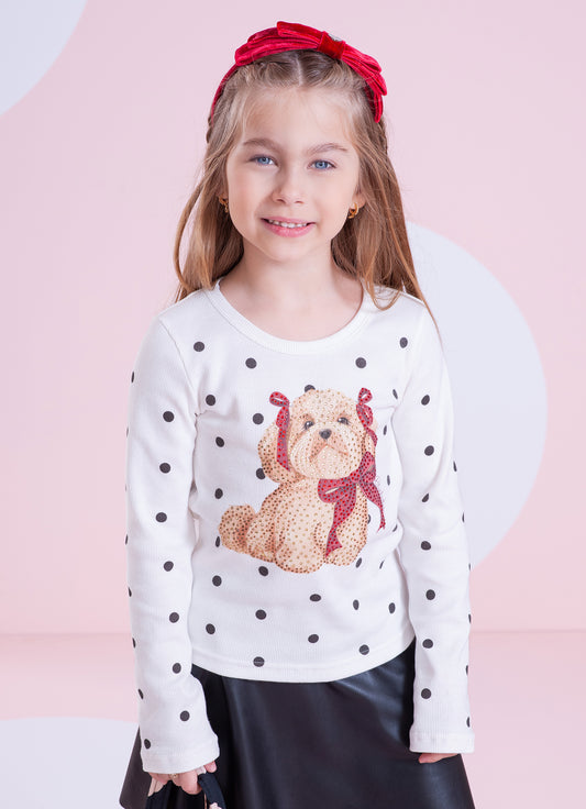 Blusa Ribana Serigrafia Poá e Cachorro