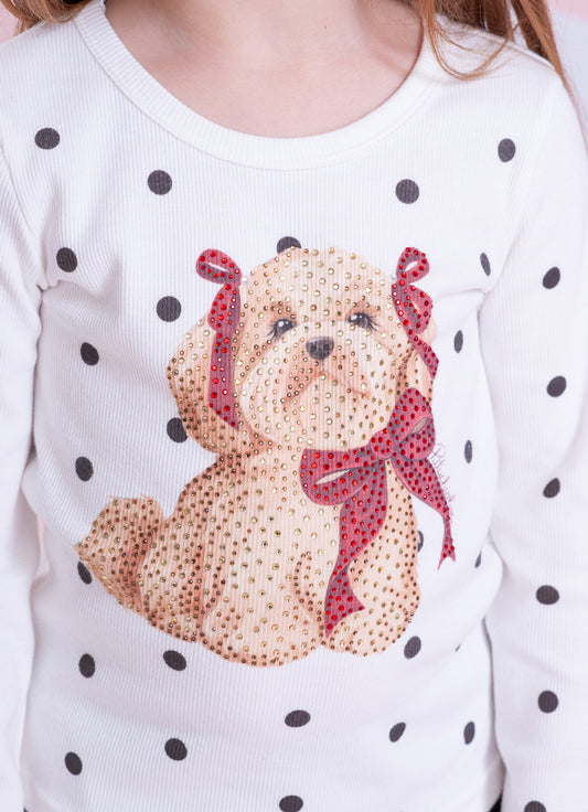 Blusa Ribana Serigrafia Poá e Cachorro