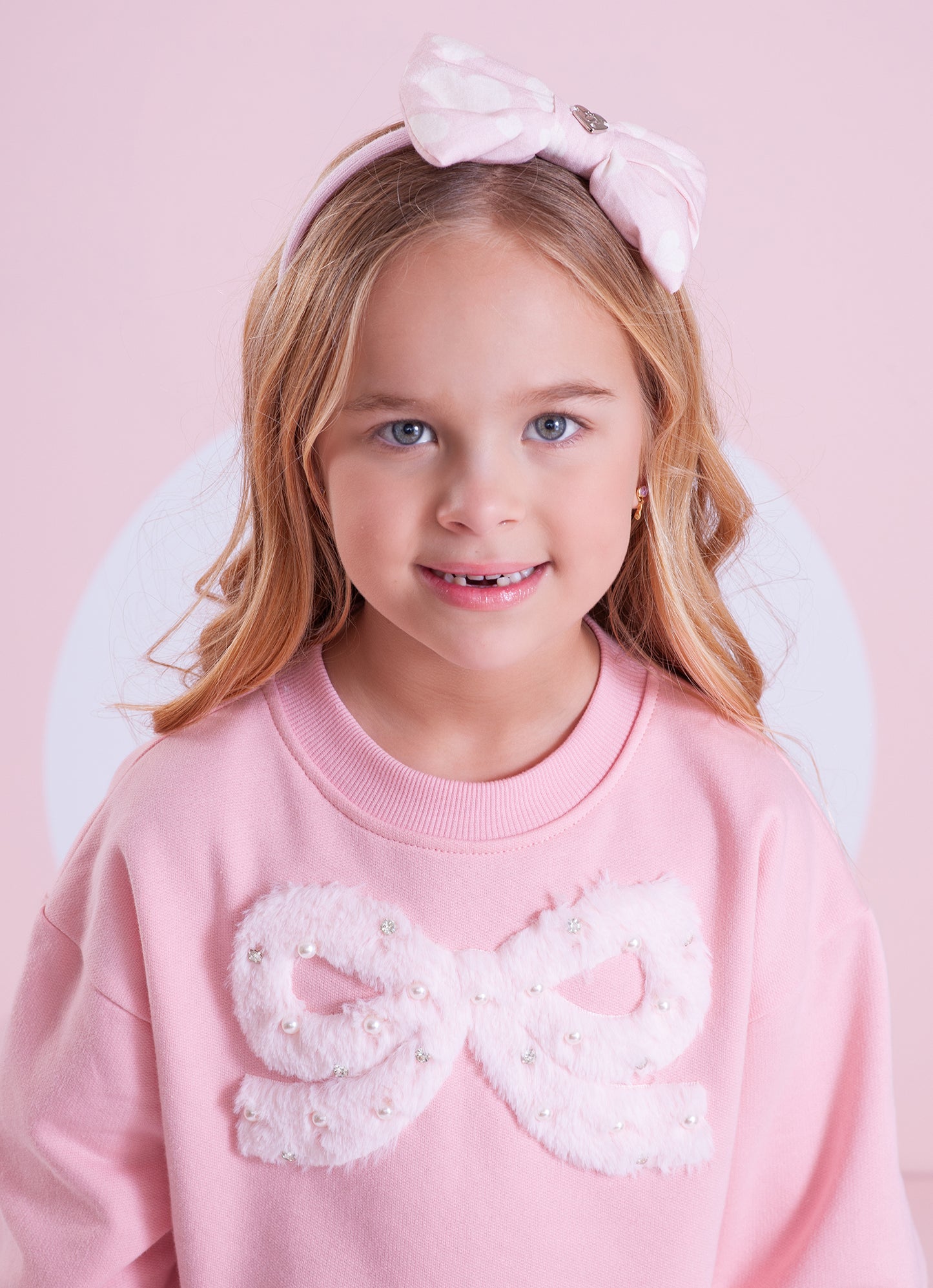 Blusa Moletom Laço Pele Bordado Pérolas e Cristais