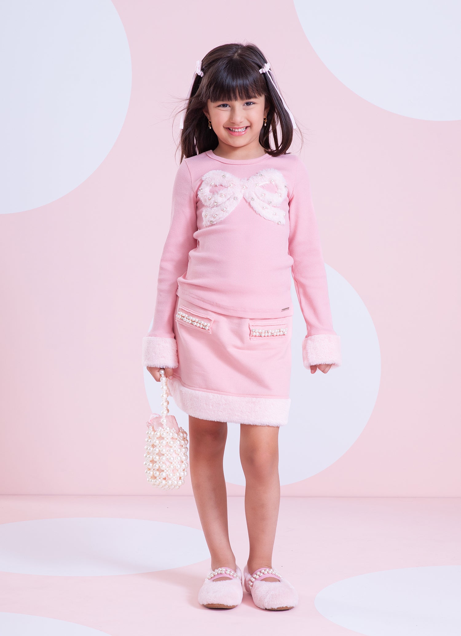 Saia Short Moletom Pele Bordado