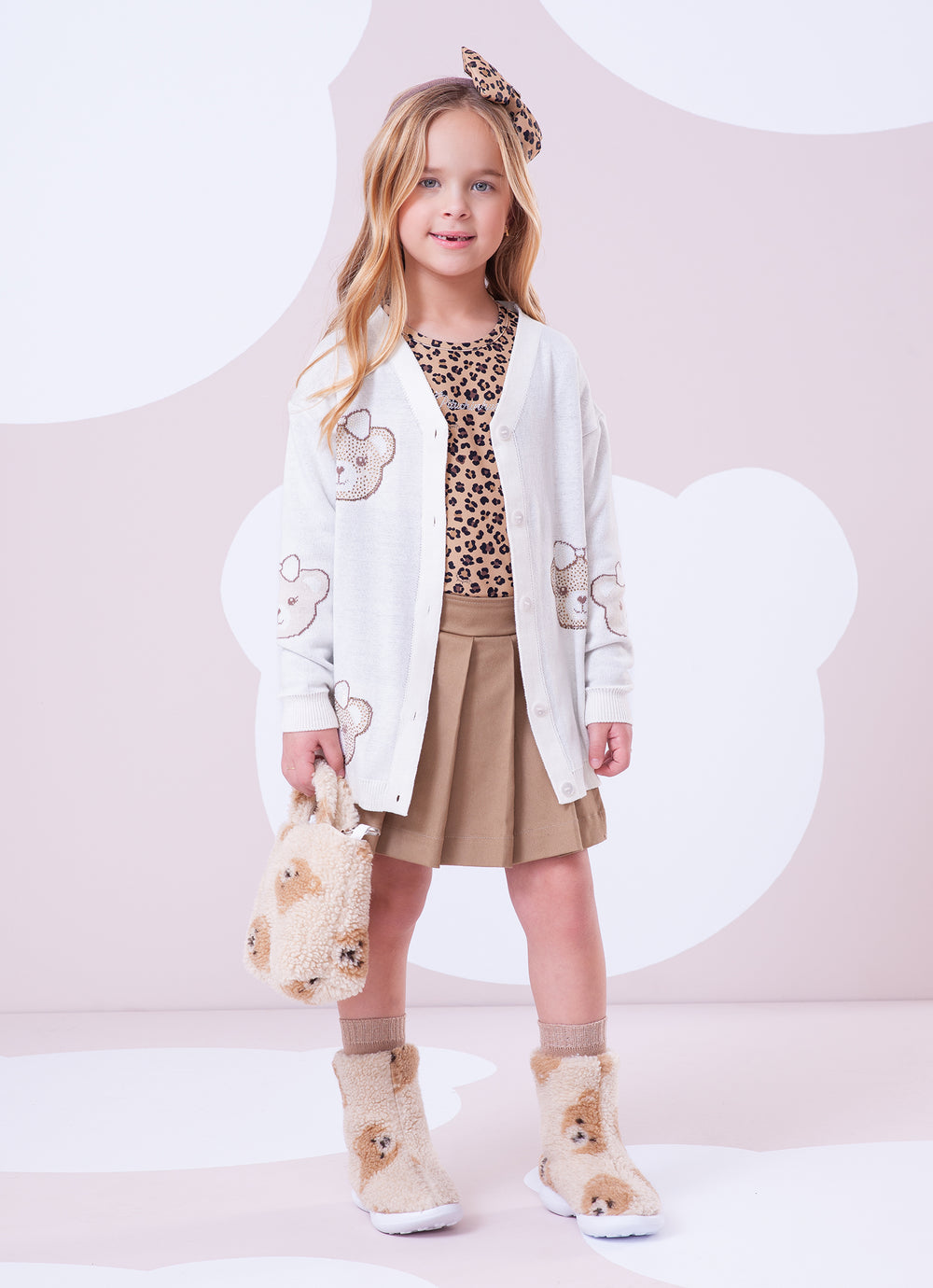 Maxi Casaco Tricot Multi Rosto Ursinhas Cristal