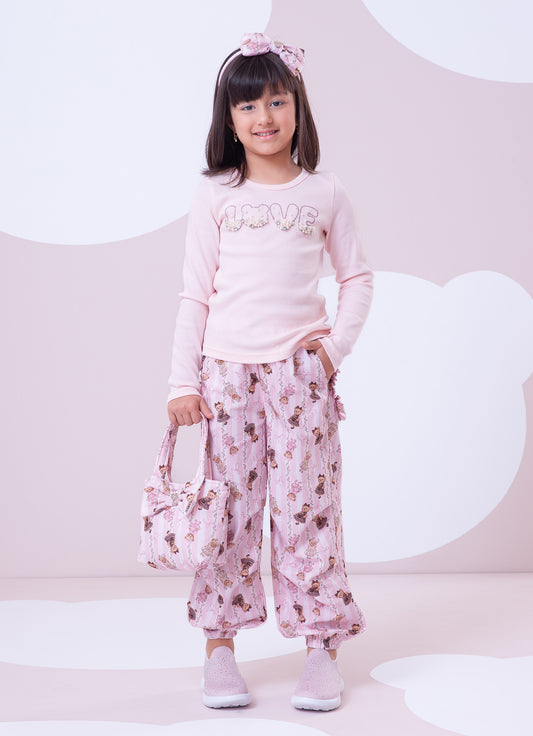 Calça Jogging Algodão Listras e Ursas