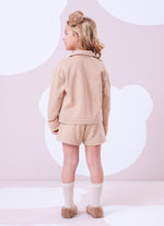 Saia Short Moletom Bolsos Bordados