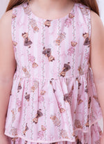 Vestido Algodão Listras e Ursas Babados