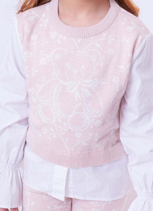 Blusa Tricot Floral Ursinha