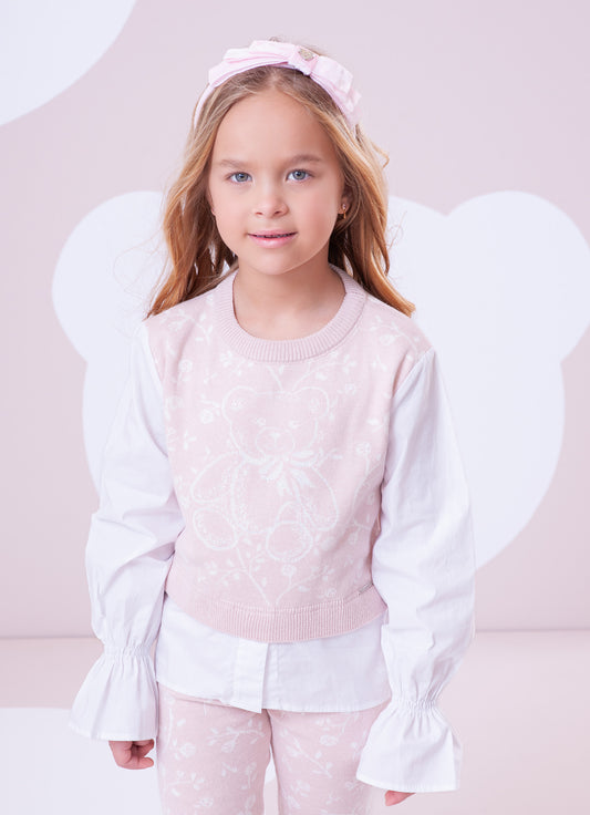Blusa Tricot Floral Ursinha