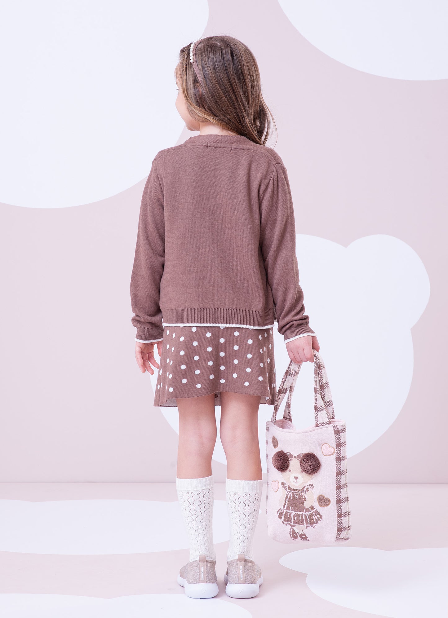 Casaco Tricot Laços Bordados
