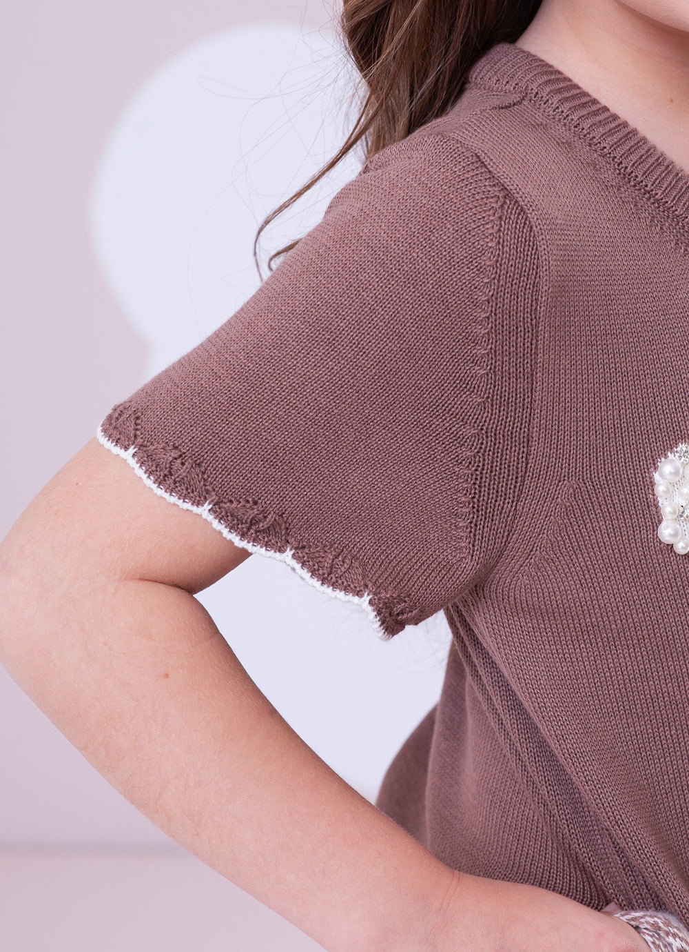 Blusa Tricot Maxi Laço Bordado