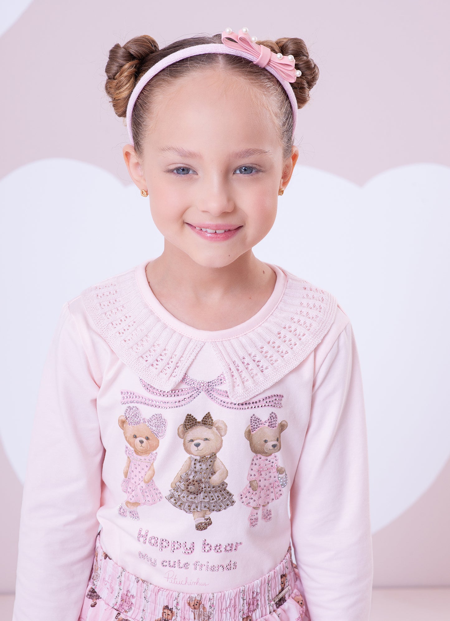 Blusa Cotton Ursinhas Gola Tricot