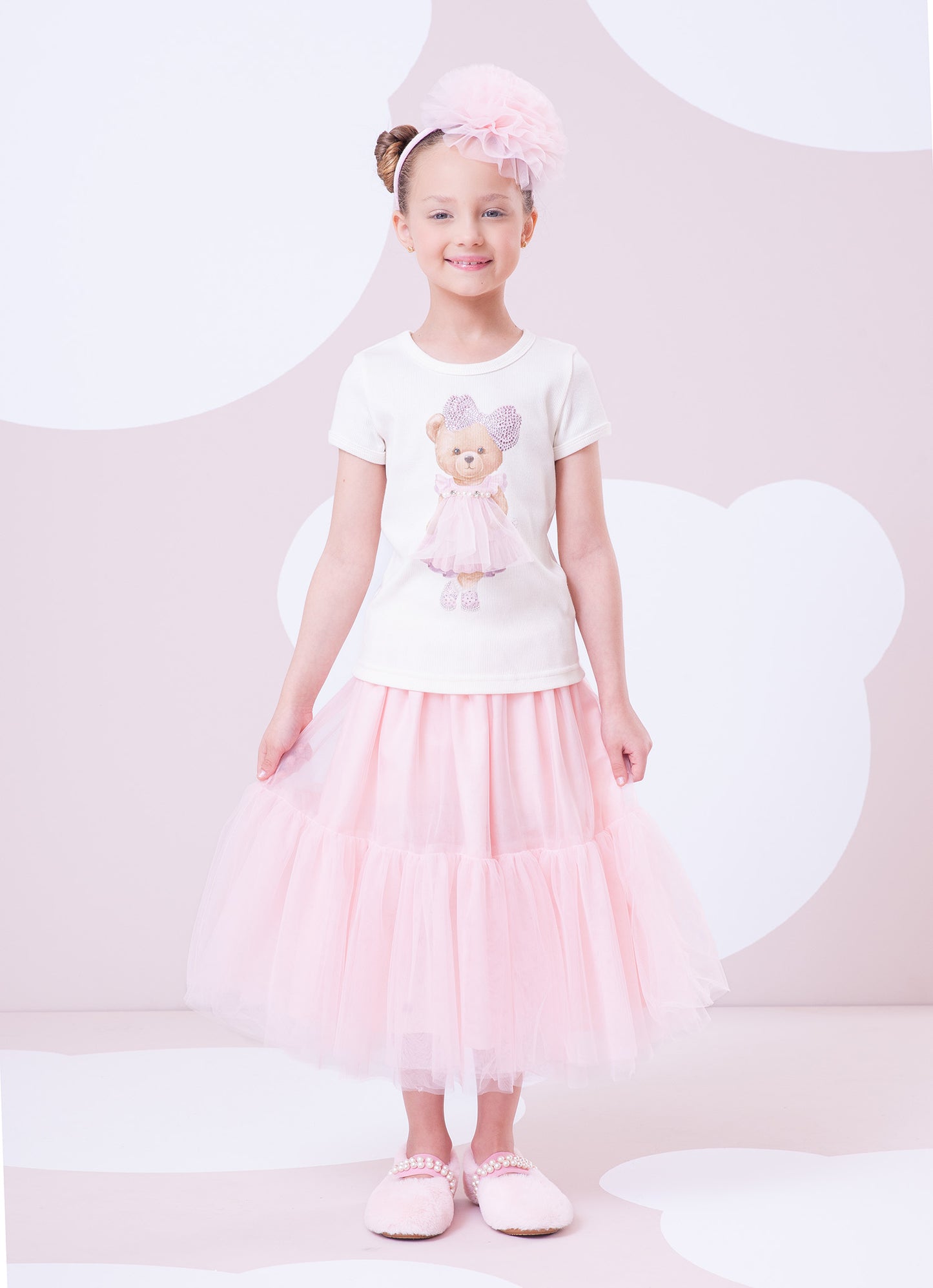 Saia Short Midi Tule Babado
