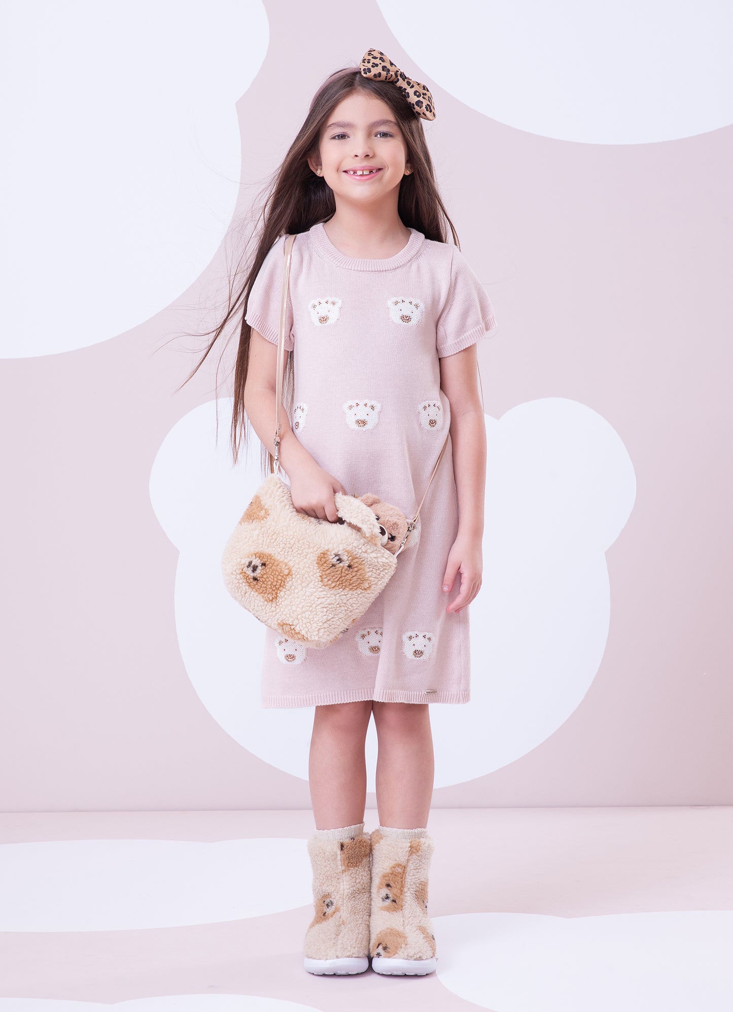 Vestido Tricot Rostinhos Ursinhas Cristais