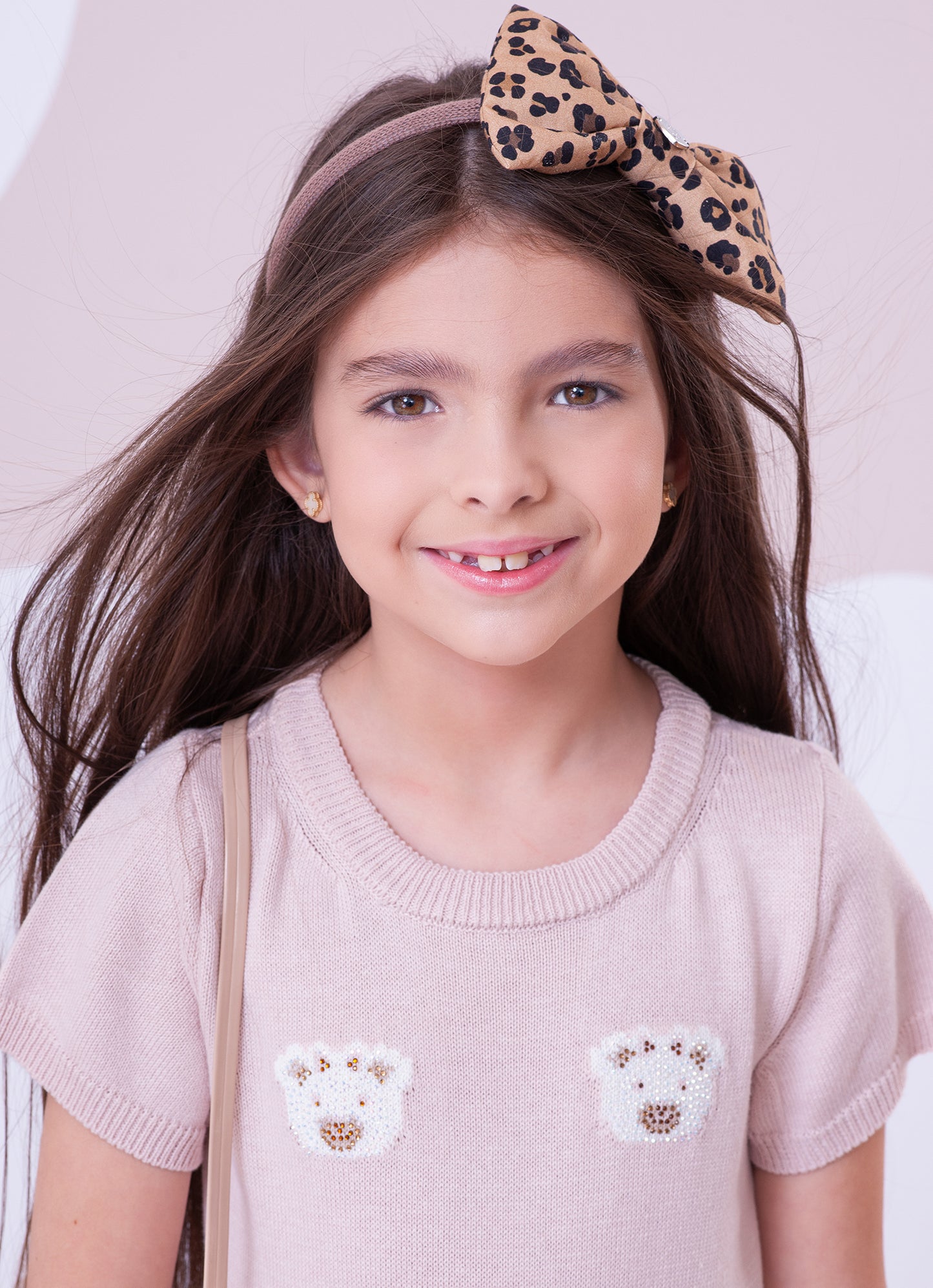 Vestido Tricot Rostinhos Ursinhas Cristais
