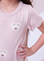 Vestido Tricot Rostinhos Ursinhas Cristais