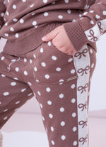 Jogging Tricot Poá Faixa Lateral Laços
