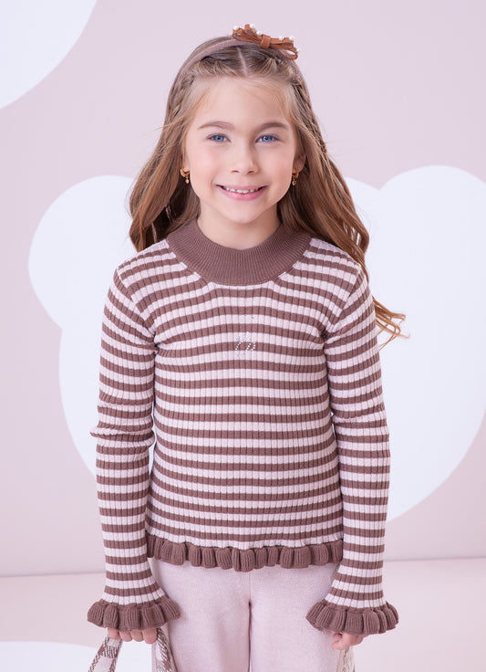 Blusa Tricot Canelado Listrado