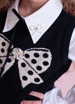 Colete Tricot Laço Poá Bordado