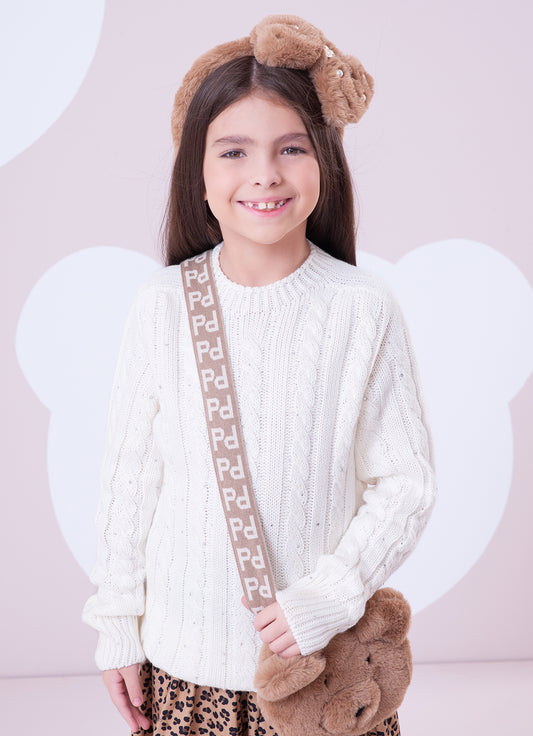 Blusa Tricot Sem Costura Tranças Cristal