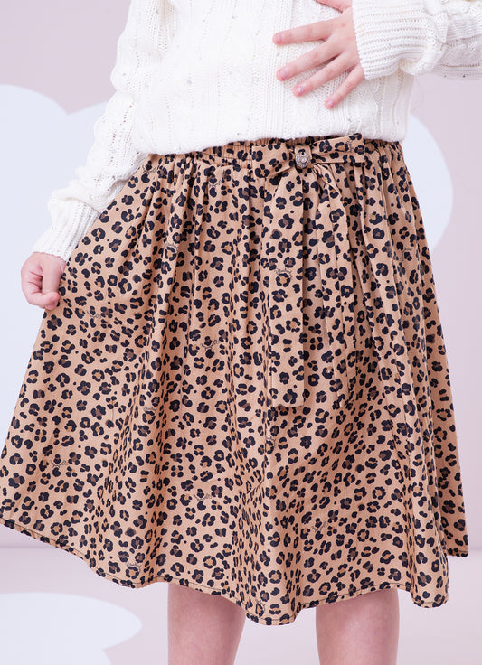 Saia Short Midi Algodão Estampa Onçinha