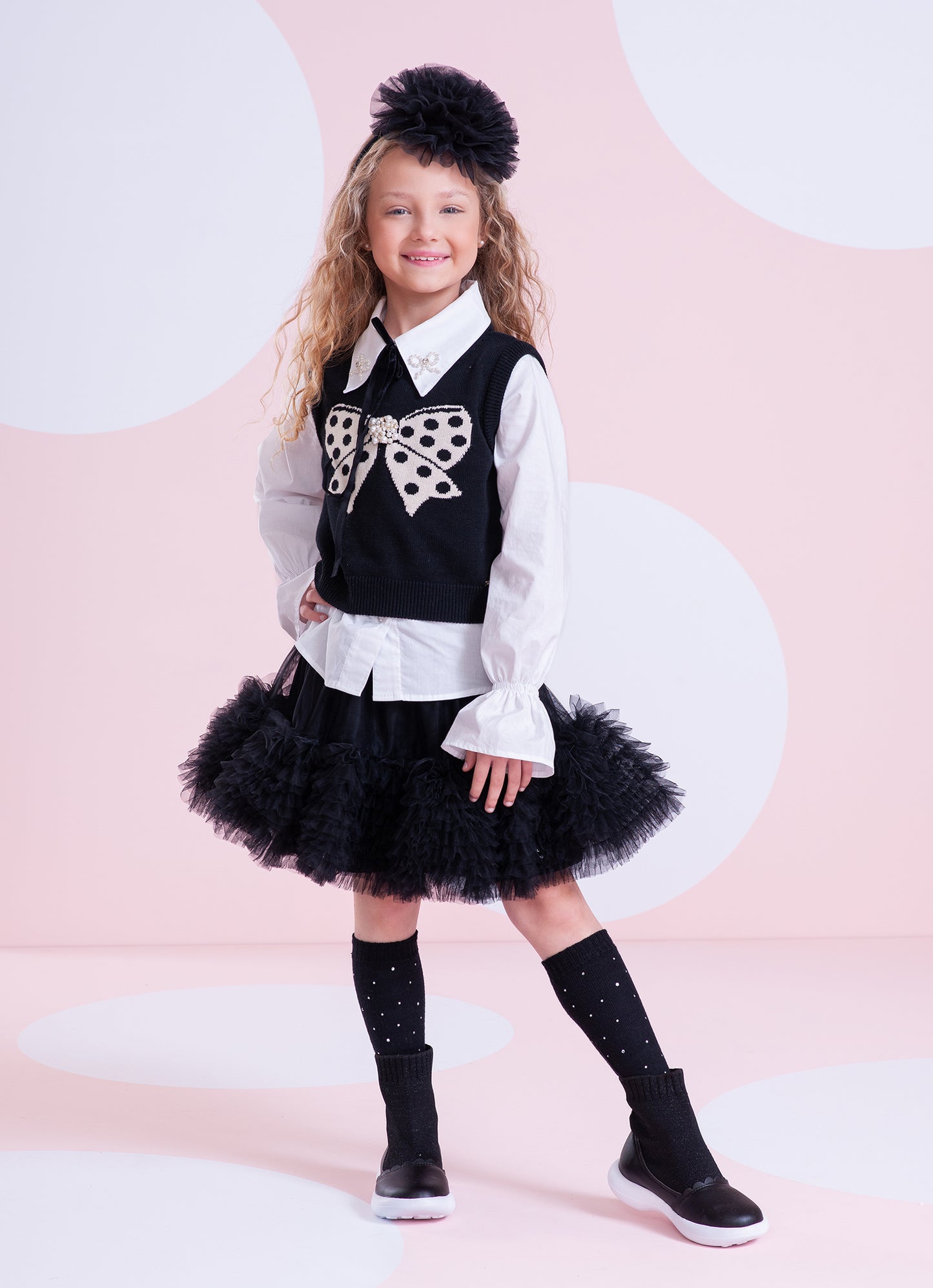 Colete Tricot Laço Poá Bordado