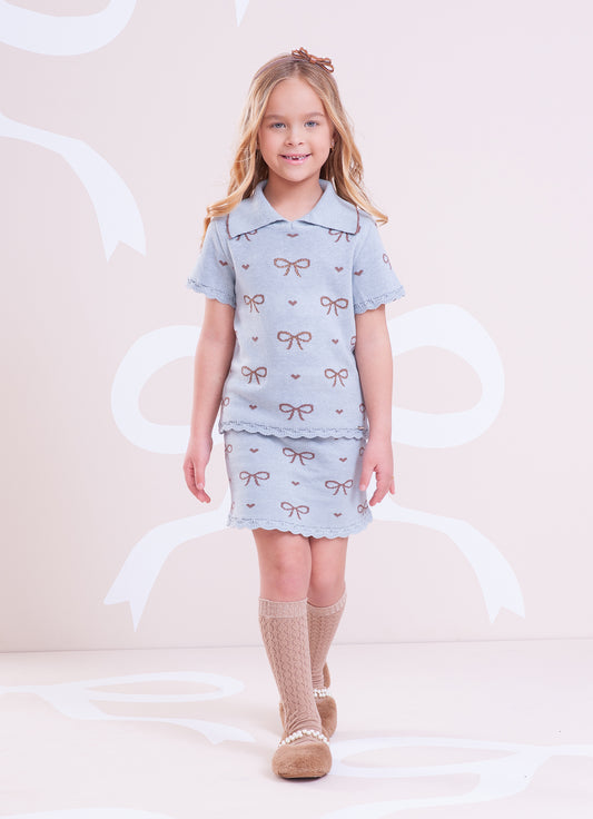Saia Short Tricot Laços e Corações