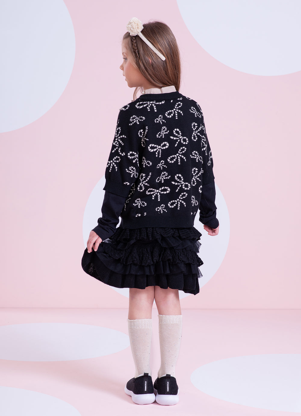 Saia Tricot Babados Renda e Tule