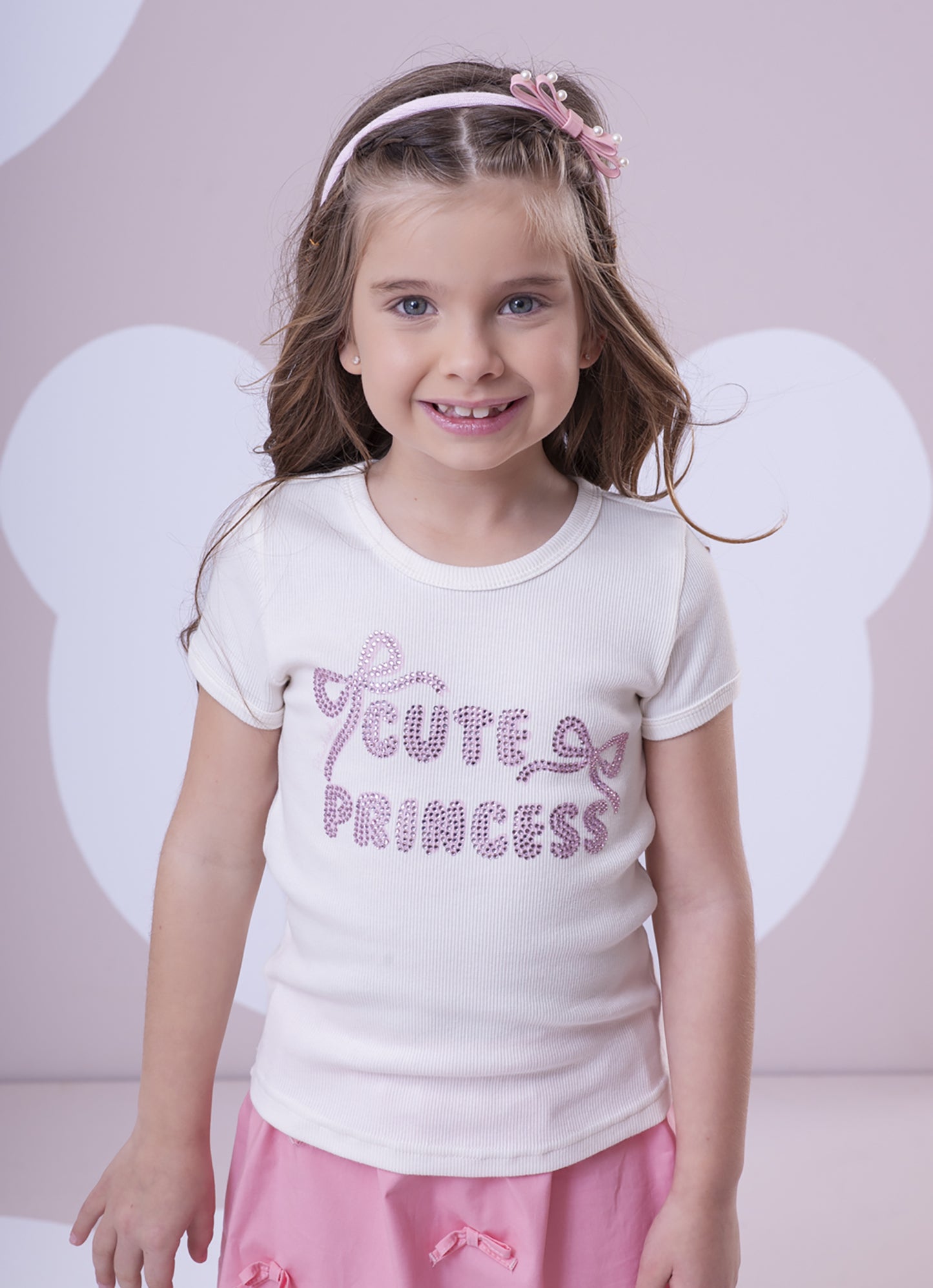 Conjunto Blusa Ribana Princess Saia Short Laçinhos