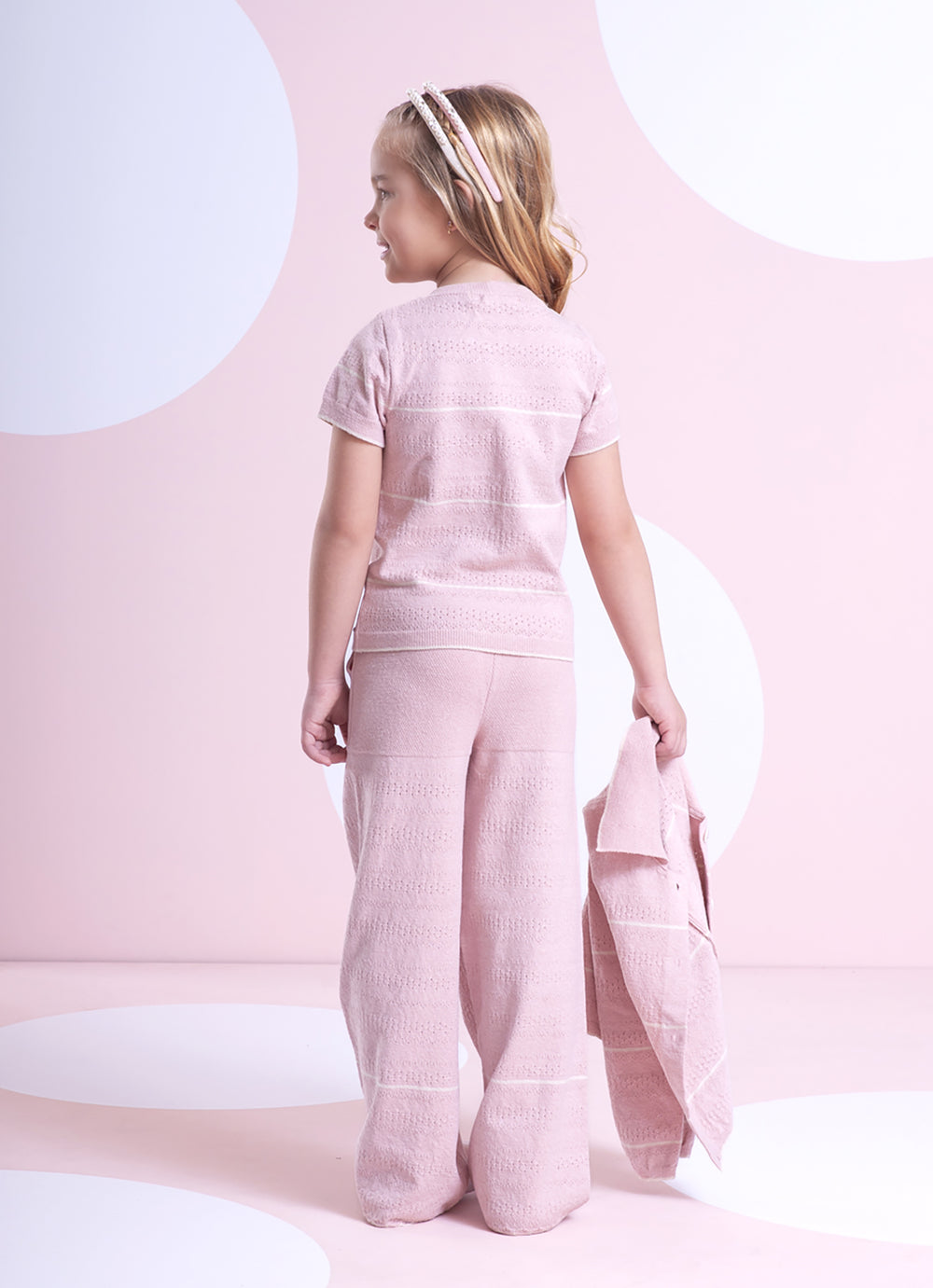 Calça Tricot Reta Mix de Pontos
