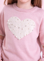 Blusa Tricot Coração Pérolas e Cristais