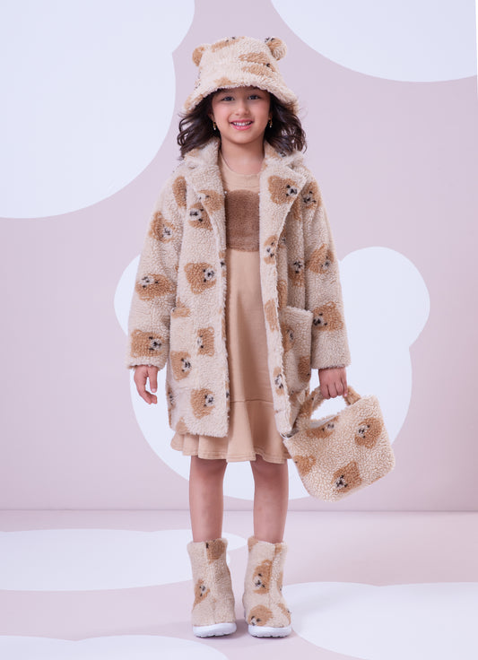 Maxi Casaco Teddy Rosto Ursinhas