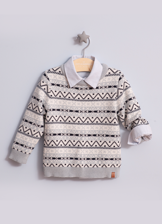Blusa Tricot Jacquard Listrado For Boys