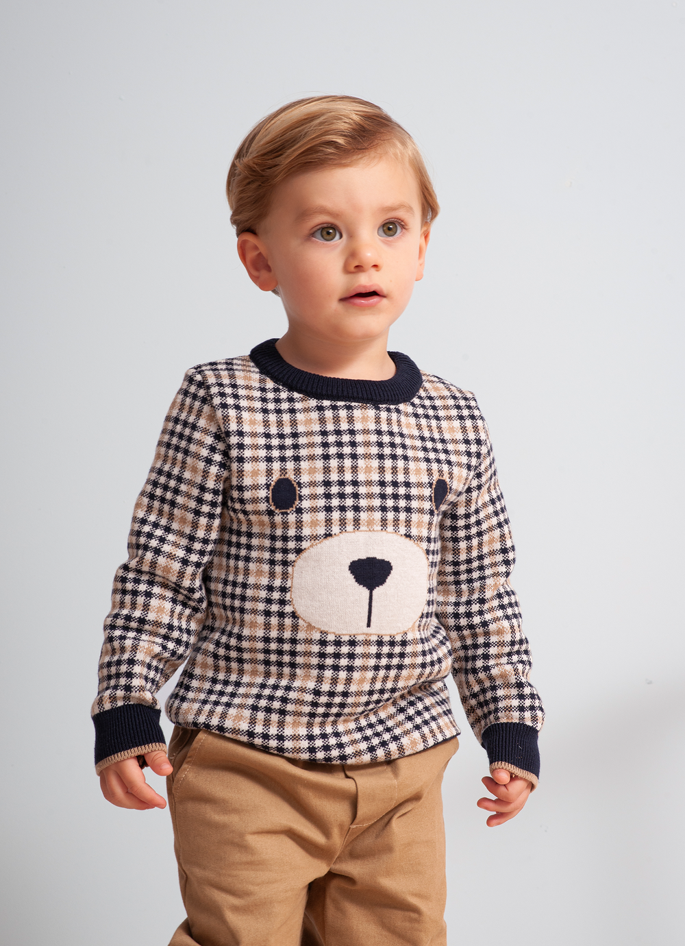 Blusa Tricot Xadrez Ursinho For Boys