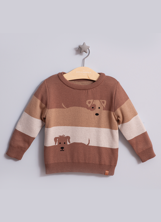 Blusa Tricot Listras Cachorros For Boys