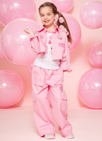 Calça Cargo Sarja Patche Barbie
