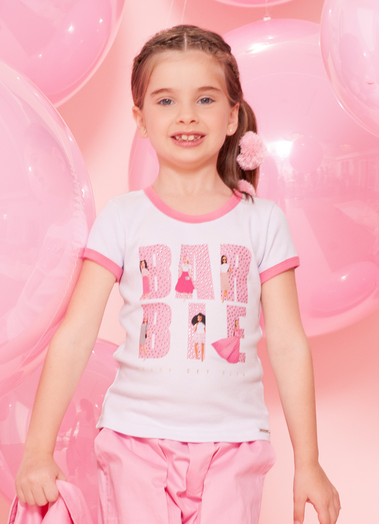 Blusa Ribana Serigrafia Letras Barbie Cristais
