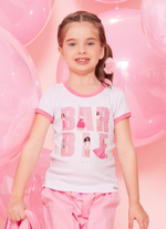 Blusa Ribana Serigrafia Letras Barbie Cristais